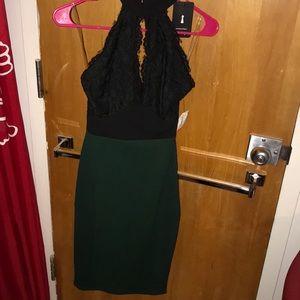 black and green midi dress